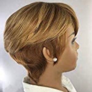 COPY - Short pixie cut wig with bangs blonde mixed with brown color synthetic h…